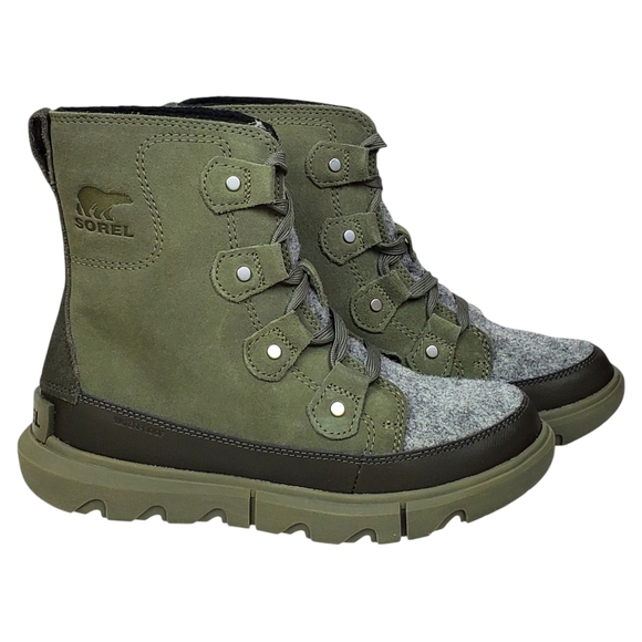 NWB Sorel explorer next Joan waterproof boots stone green lace insulated suede - Picture 7 of 16